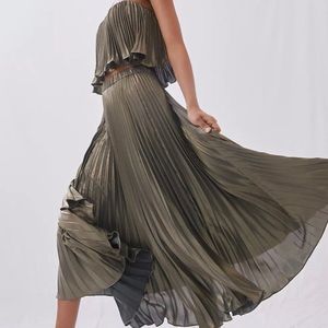 Anthropologie Pleated Metallic Skirt